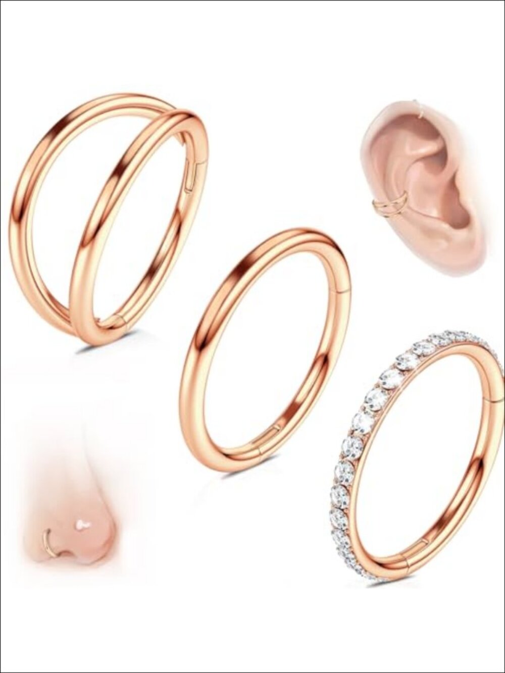 Titanium Nose Rings Hoop Set 16G 18G 20G Hypoallergenic Body Jewelry 3 Pc